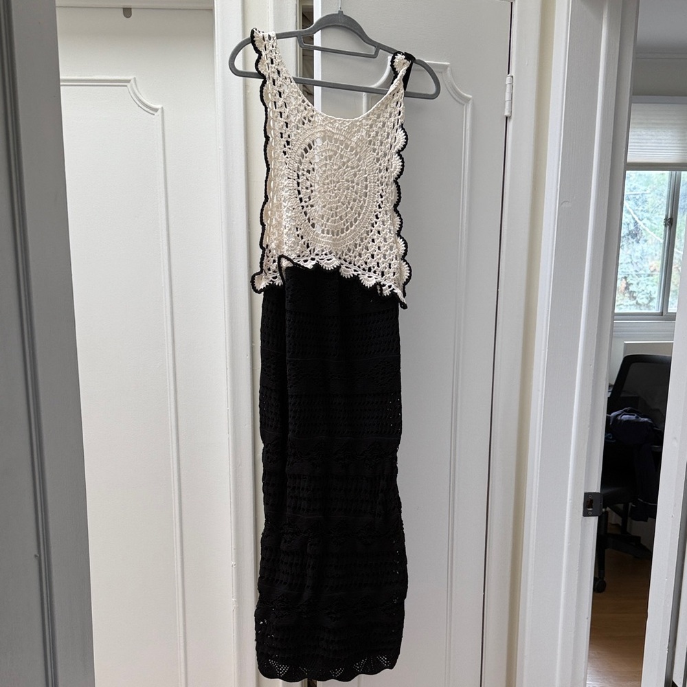 Zara Black and Cream Crochet Maxi Dress